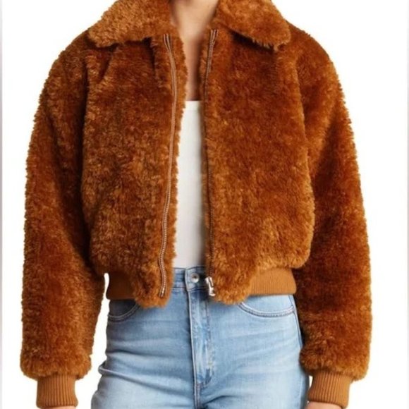 NWOT rag & bone Nikki Faux Fur Zip Front Jacket Coat M - Picture 1 of 8